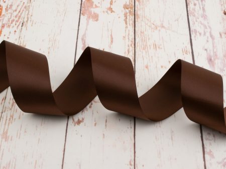 38mm Double Faced Satin Ribbon - Chocolate For Discount