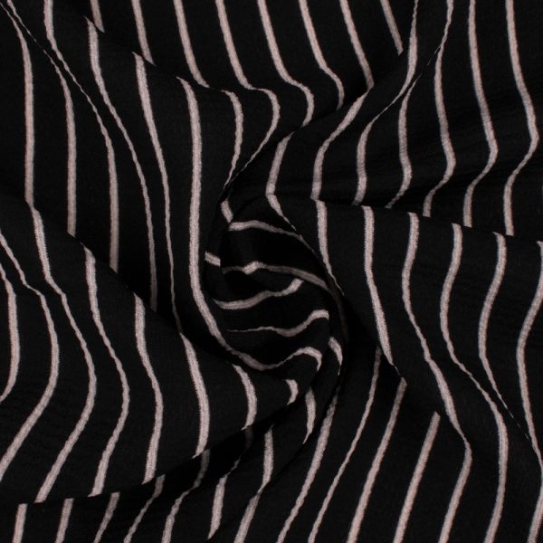 Novelty Polyester Print - Stripes - Black For Discount