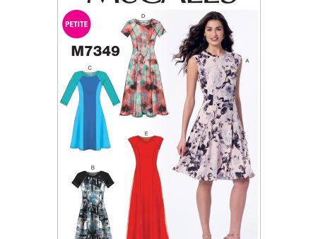 M7349 Misses  Miss Petite Sleeveless or Raglan Sleeve, Fit and Flare Dresses Fashion