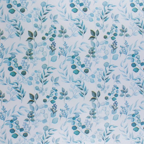 Home Decor Fabric - Tablecloth Vinyl - Leafs - Teal Sale