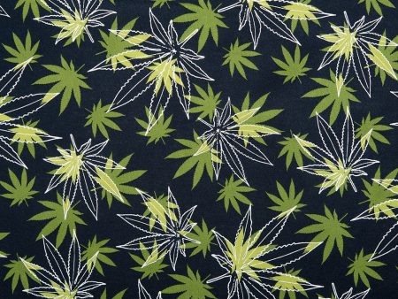 MARY JANE - Printed Cotton - Multiple leafs - Black For Discount