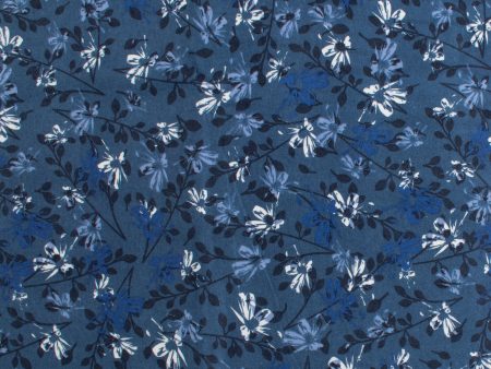 Wide Flannel Backing Print - Flowers - 023 - True Navy Supply