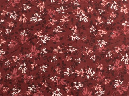 Wide Flannel Backing Print - Flowers - 026 - Pomegranate For Cheap